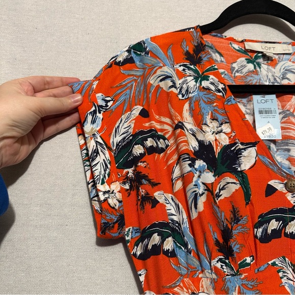 NWT Loft orange and blue tropical midi - size 4P - Picture 3 of 5